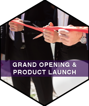 Hexagon Icon for Grand Opening and Product Launch in ZPZ What We Do page